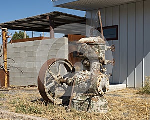 Ancient deteriorating oil field pump in Marfa, Texas.