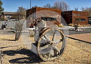 Ancient deteriorating oil field pump in Marfa, Texas. photo