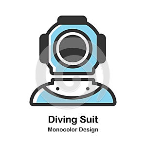 Ancient Diving Suit Monocolor Illustration