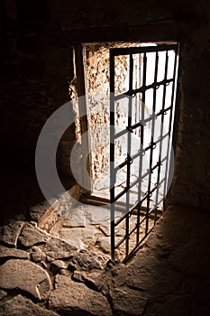 Ancient door of dark room