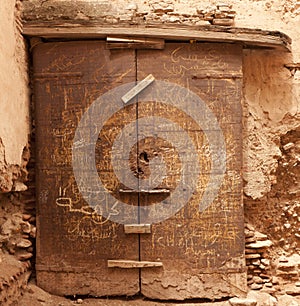 Ancient door in the El Badi Palace.
