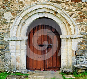 ancient door of the hermitage of Losacio, Zamora, Spain