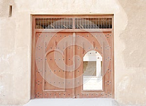 Ancient door, the main entrance of Zubarah fort, Qatar