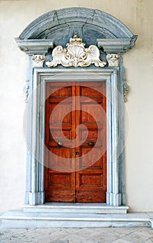 Ancient Door in Montecassino Abbey, Italy