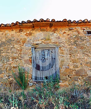 ancient door in a rural village