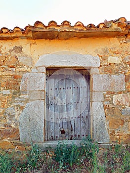 ancient door in a rural village