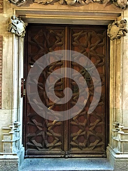 Ancient door, time, history and romantic details