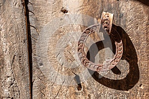 Ancient doorknocker at a house in Morocco