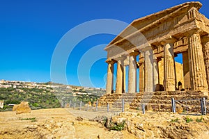 Ancient Doric Greek Temple of Concordia in Valley of Temples in Agrigento