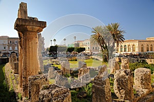 The ancient Doric temple of Apollo located in Ortigia Island