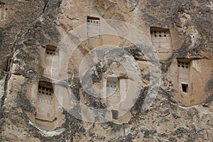 Ancient dovecote hollowed out in volcanic rock