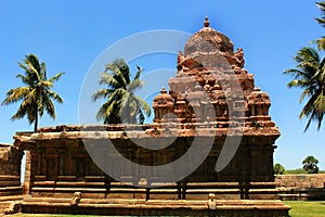 Ancient dravidian styled god vinayahar hall with sculptures in the Brihadisvara Temple in Gangaikonda Cholapuram, india