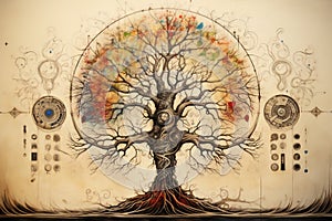 Ancient drawing of the Tree of Life photo