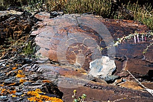 Ancient drawings on the mountain Dzhalgiztobe. Kosh-Agachsky district of the Altai Mountains