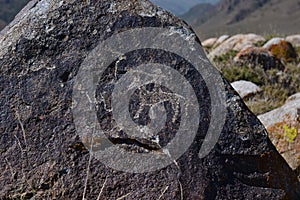 Ancient drawings on mountain rocks