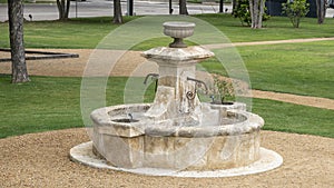 Ancient dry fountain in a park in Dallas, Texas.