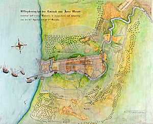 Ancient Dutch colonial map Batavia Jakarta