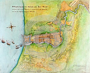 Ancient Dutch colonial map Batavia Jakarta photo