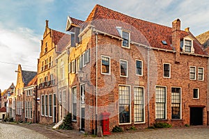 Ancient Dutch residential houses in the city of Deventer in Over