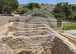 Ancient Dwellings at a Dig Near the Old City of Jerusalem