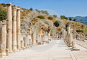 Ancient Efes Efesus city ruins in Turkey photo