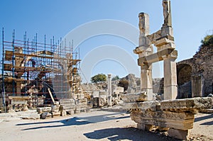 Ancient Efes Efesus city ruins in Turkey photo