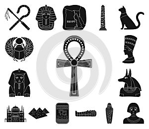Ancient Egypt black icons in set collection for design. The reign of Pharaoh vector symbol stock web illustration. photo
