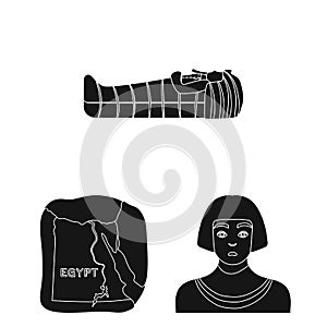 Ancient Egypt black icons in set collection for design. The reign of Pharaoh vector symbol stock web illustration.