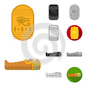Ancient Egypt cartoon,black,flat,monochrome,outline icons in set collection for design. The reign of Pharaoh vector photo