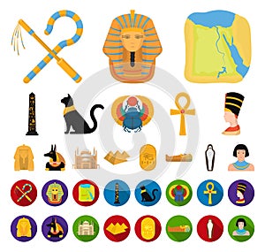 Ancient Egypt cartoon,flat icons in set collection for design. The reign of Pharaoh vector symbol stock web illustration