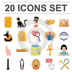 Ancient Egypt cartoon icons in set collection for design. The reign of Pharaoh vector symbol stock web illustration. photo