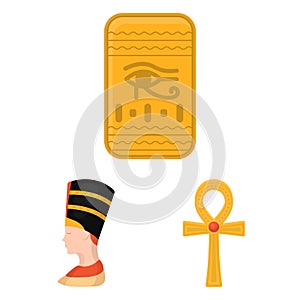 Ancient Egypt cartoon icons in set collection for design. The reign of Pharaoh vector symbol stock web illustration.