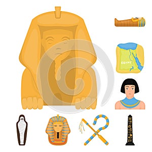 Ancient Egypt cartoon icons in set collection for design. The reign of Pharaoh vector symbol stock web illustration.