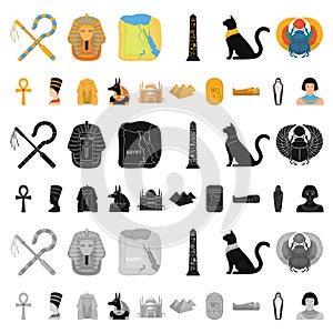 Ancient Egypt cartoon icons in set collection for design. The reign of Pharaoh vector symbol stock web illustration.