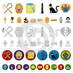 Ancient Egypt cartoon icons in set collection for design. The reign of Pharaoh vector symbol stock web illustration.