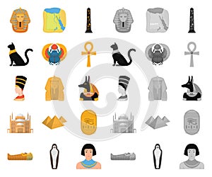 Ancient Egypt cartoon,mono icons in set collection for design. The reign of Pharaoh vector symbol stock web illustration