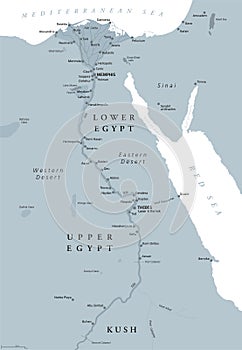 Ancient Egypt map gray colored