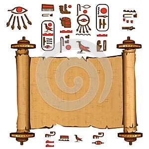 Ancient Egypt papyrus scroll cartoon vector