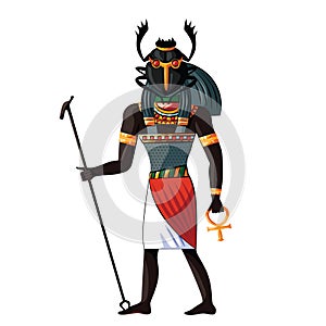 Ancient Egypt scarab-faced god Khepri illustration