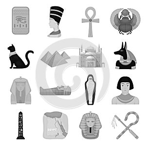 Ancient Egypt set icons in monochrome style. Big collection of ancient Egypt vector symbol stock illustration