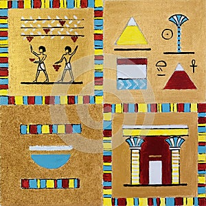 Ancient Egypt style abstract painting