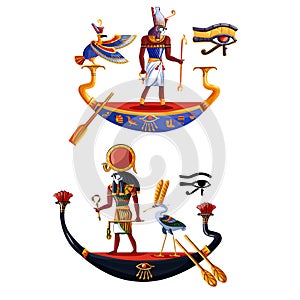 Ancient Egypt sun god Ra or Horus cartoon vector