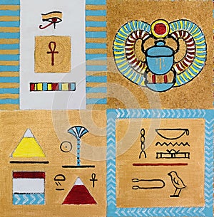 Ancient Egypt symbols abstract illustration