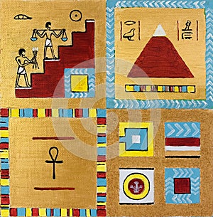 Ancient Egypt symbols abstract illustration