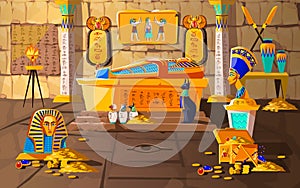 Ancient Egypt tomb of pharaoh cartoons vector