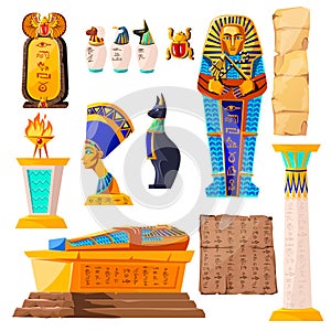 Ancient Egypt vector cartoon set