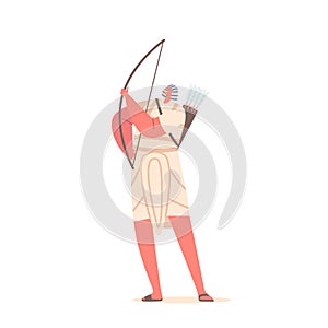 Ancient Egyptian Archer Male Character. Skilled Marksman Armed With Bow And Arrow, Highly Respected In Military photo