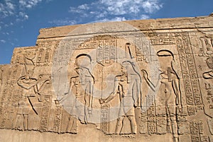 Ancient Egyptian bas-relief on the wall photo