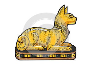 Ancient Egyptian cat statue sketch vector