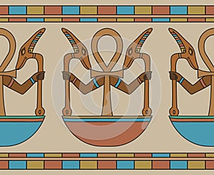 Ancient Egyptian drawing colored ornament
